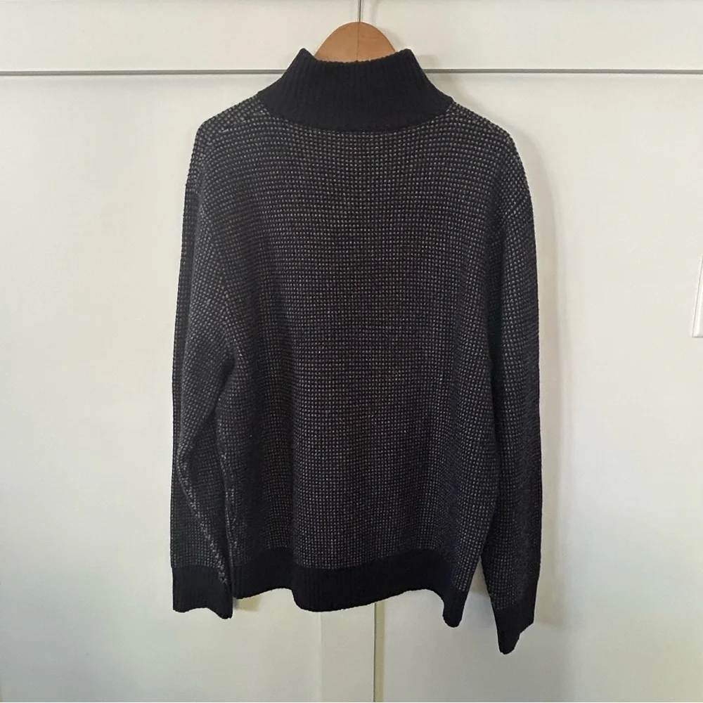 J. Crew Men's Sweater Quarter Zip Crewneck Blue Lambs Wool Preppy‎ Warm Large